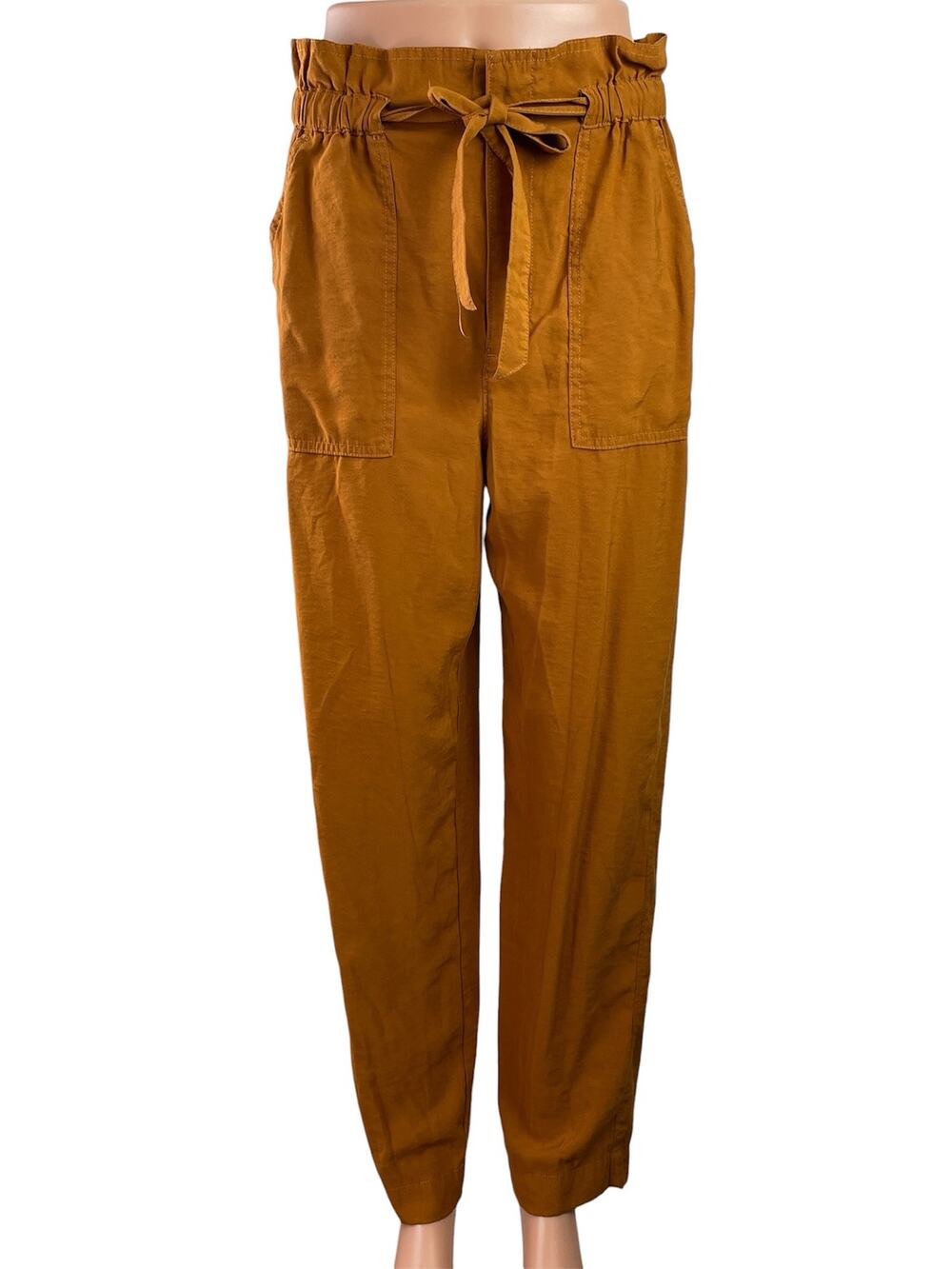 Madewell Dunaway Womens Brown High Waisted Tapered Leg Paperbag Trousers Pants S